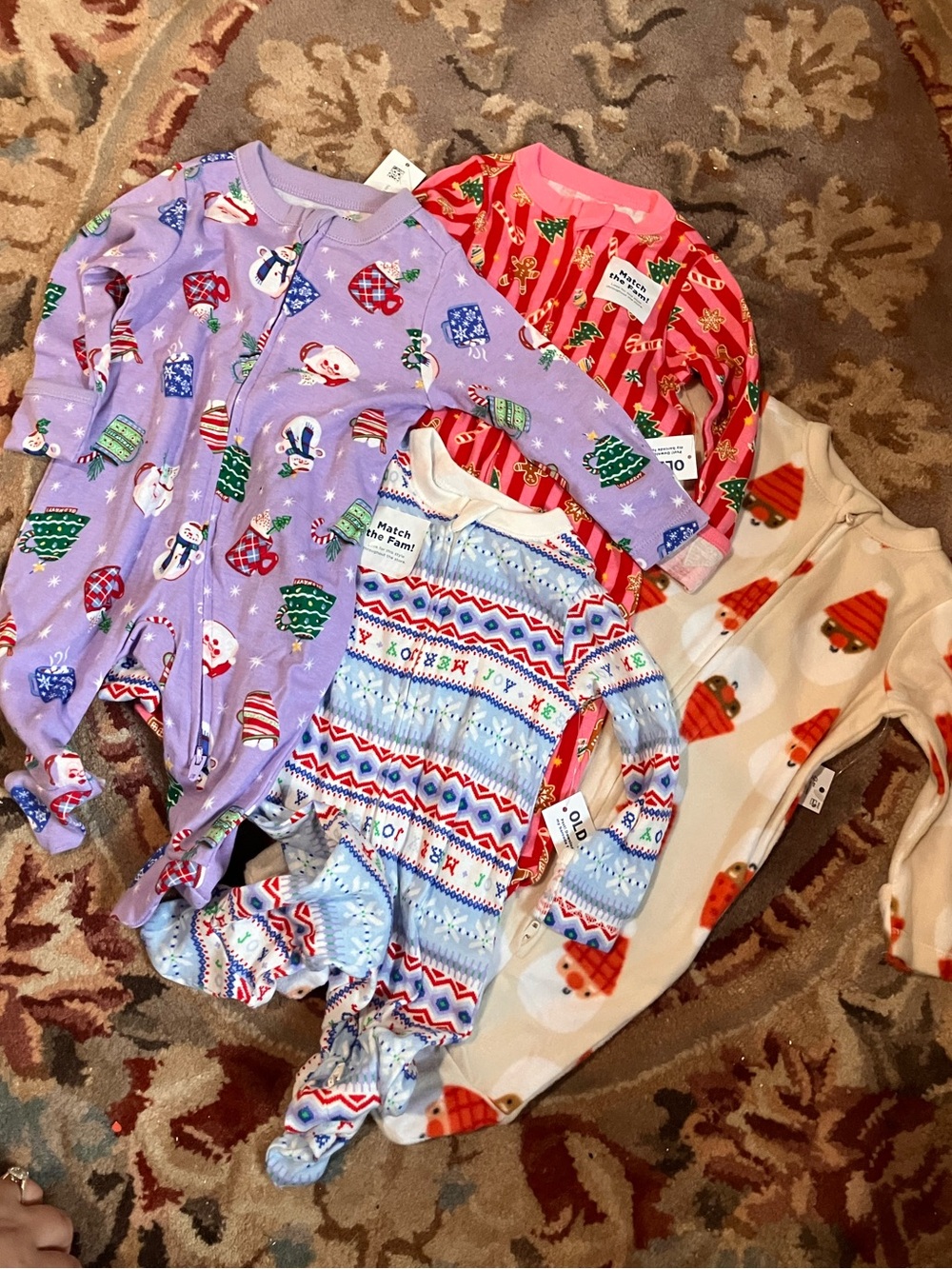 NWT OLD NAVY Holiday Baby Sleepers Footed Pajamas - Festive Prints 0-3 months